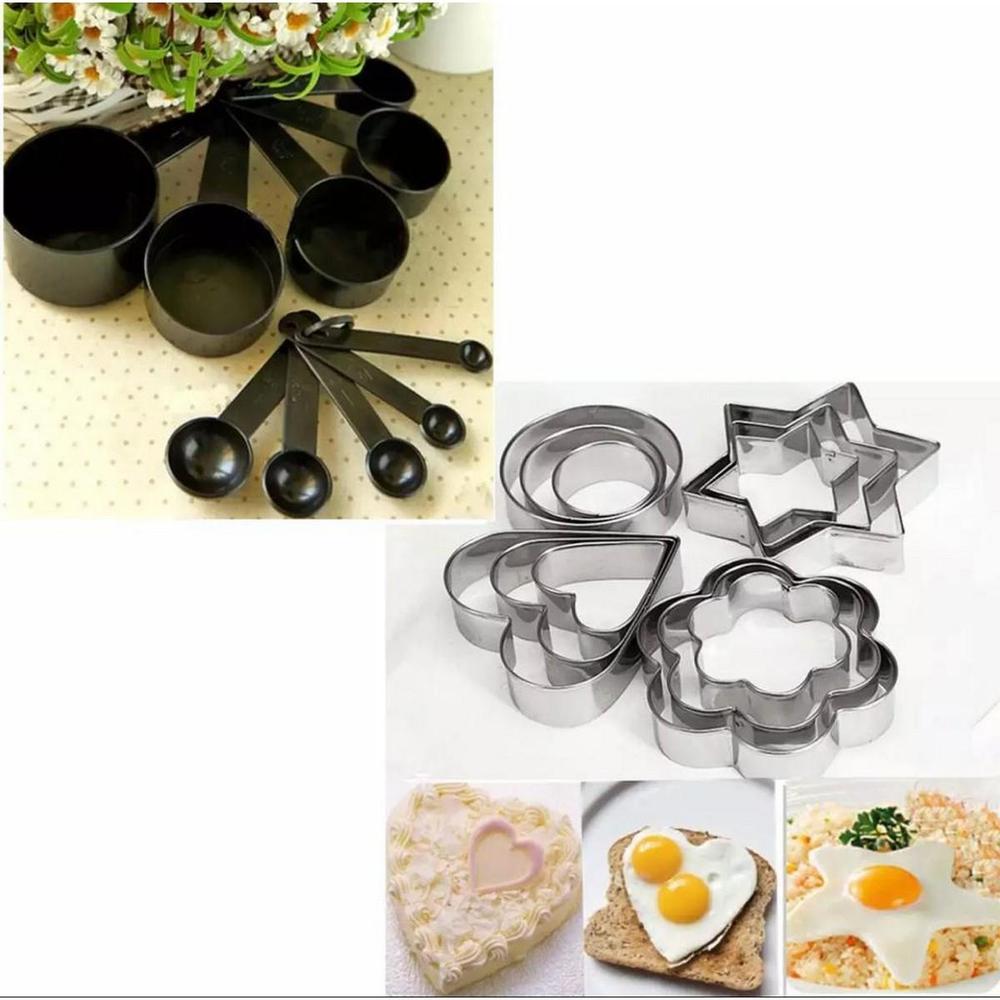 10 Pcs Measuring Cup Spoon Black, Combo Pack
