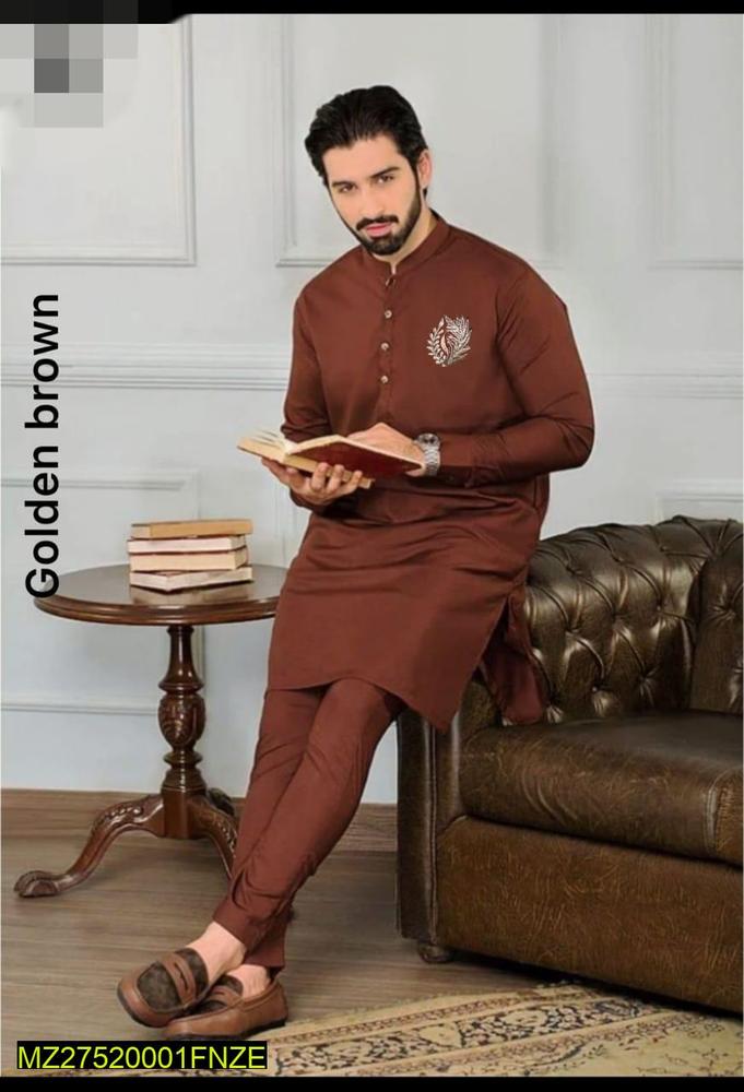 Men’s Stitched Wash And Wear Embroidered Kurta Shalwar