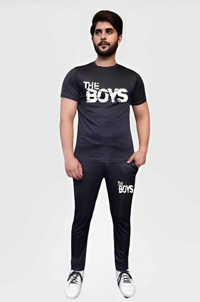 2 Pcs Men's Micro Printed Track Suit